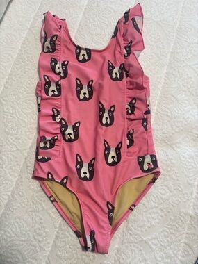 Pink Chicken Pink Dog Print One-Piece Swimsuit